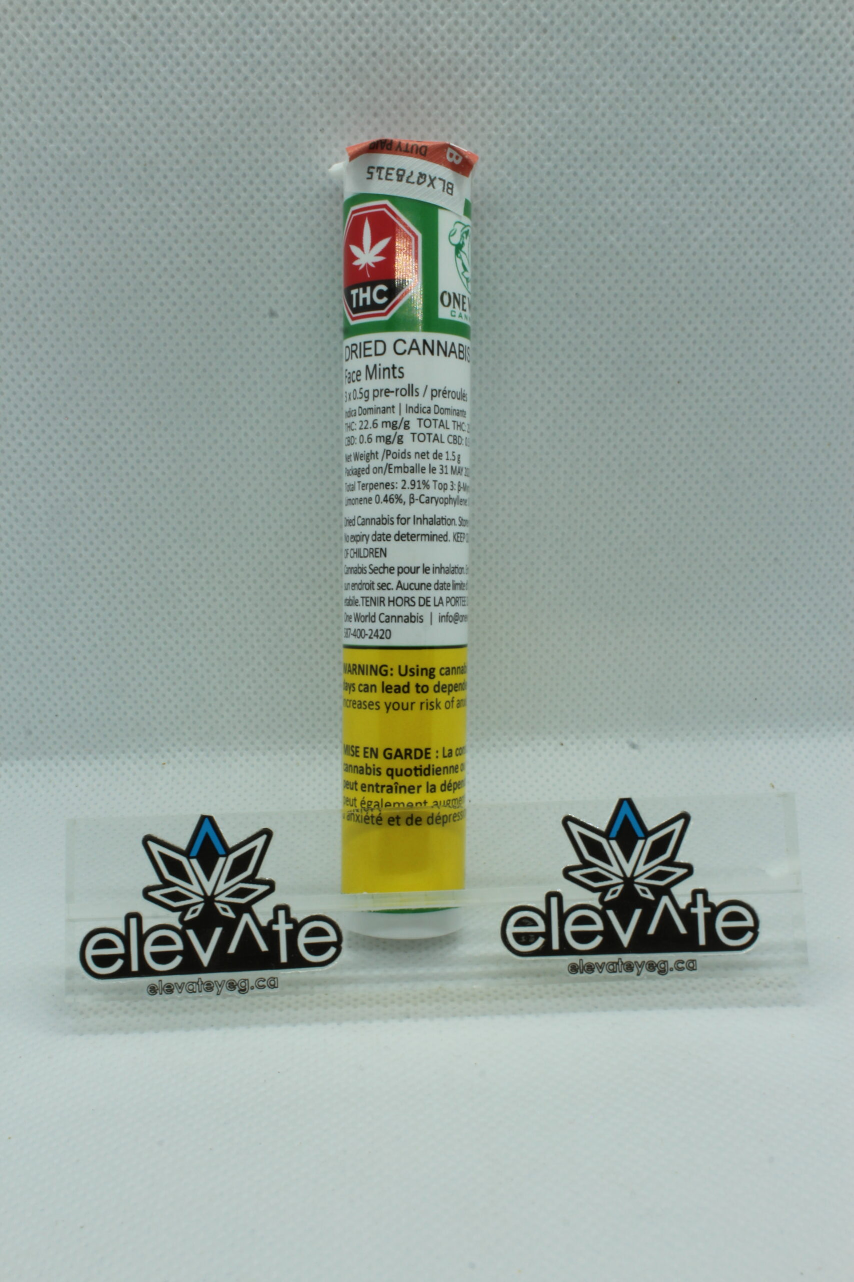 One World Cannabis Face Mints 3 x 0.5g Pre Rolls